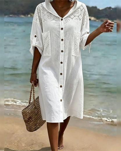 Cut-Out Hooded Shirt Dress