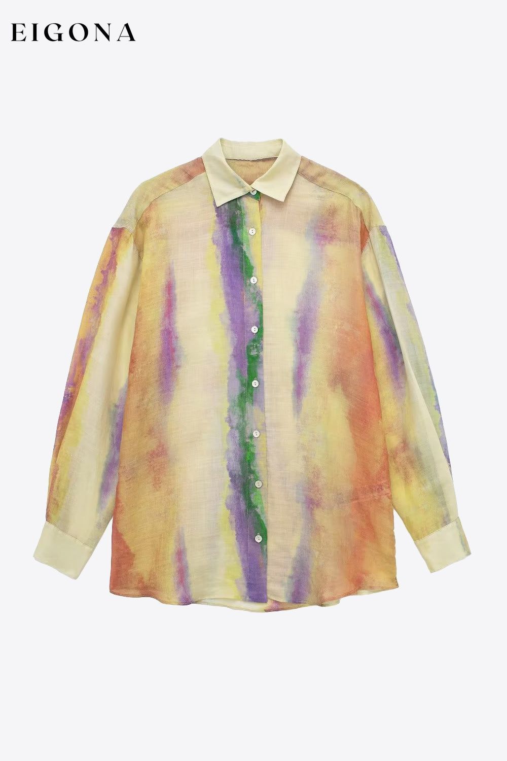 Tie-Dye Long Sleeve Shirt and Tied Skirt Set 2 pieces clothes Dragon-L long sleeve shirts long sleeve top long sleeve tops midi skirts set sets Ship From Overseas Shipping Delay 10/01/2023 - 10/03/2023 shirt shirts skirt skirts top tops
