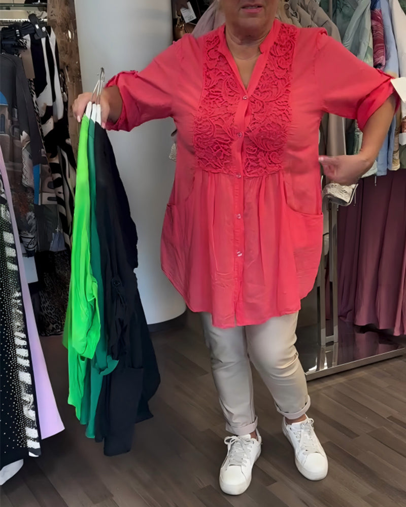 Lace Patchwork Long Blouse