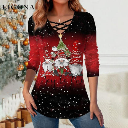 Gradient Christmas Blouse best Best Sellings clothes Plus Size Sale tops Topseller