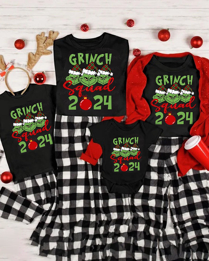 Chirstmas Grinch Squad 2024 Matching Family T-shirt Pajama Sets 2024 f/w Christmas matching family outfits two-piece sets