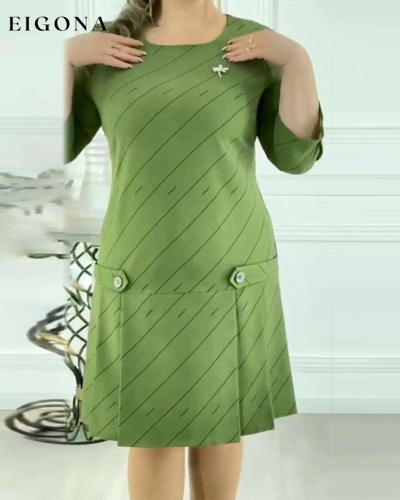 Round neck line printed elegant dress casual dresses spring summer