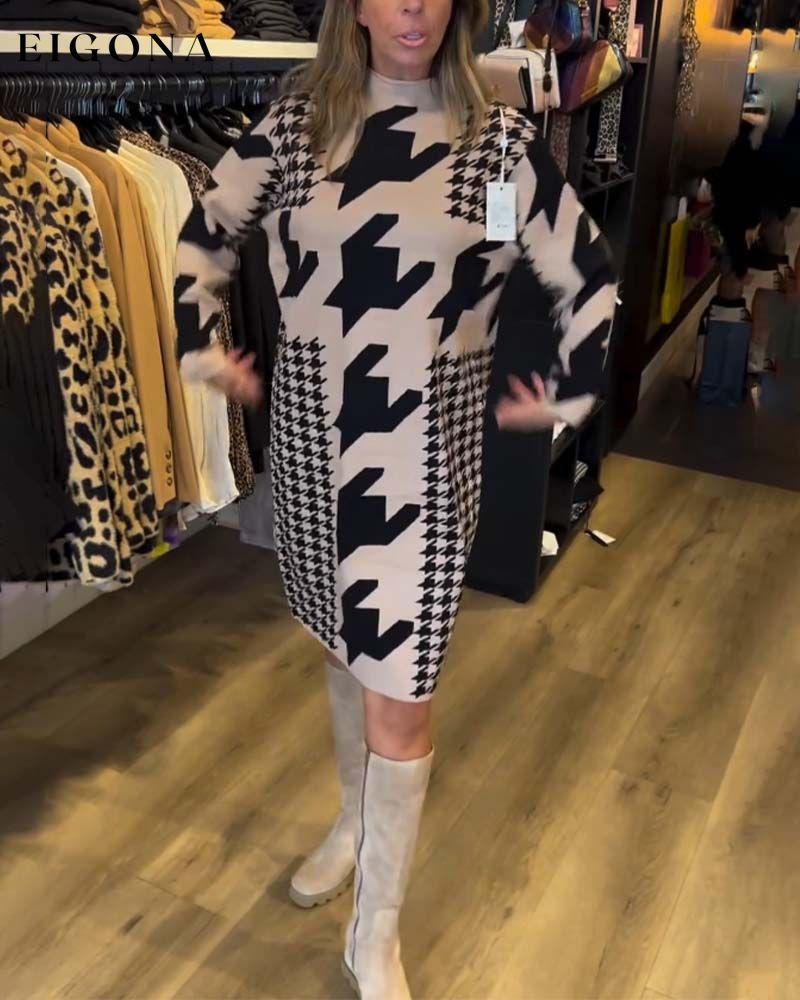 Houndstooth long sleeve dress 2023 f/w 23BF casual dresses Clothes Dresses spring