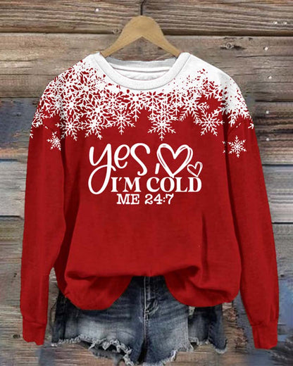 Women's Christmas I'm cold print sweatshirt 2024 f/w christmas hoodies & sweatshirts women's christmas