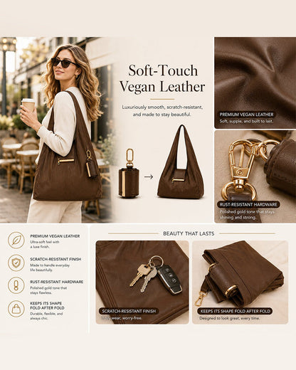Charm Transformable Bag – Stylish Vegan Leather Tote & Keychain Charm