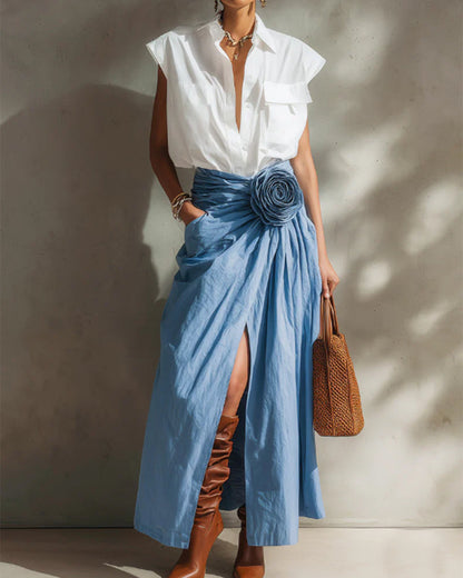 Sleeveless Solid-Color Fashion Blouse