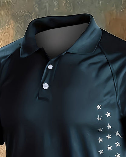 Lapel Stars And Stripes Short Sleeve T-Shirt