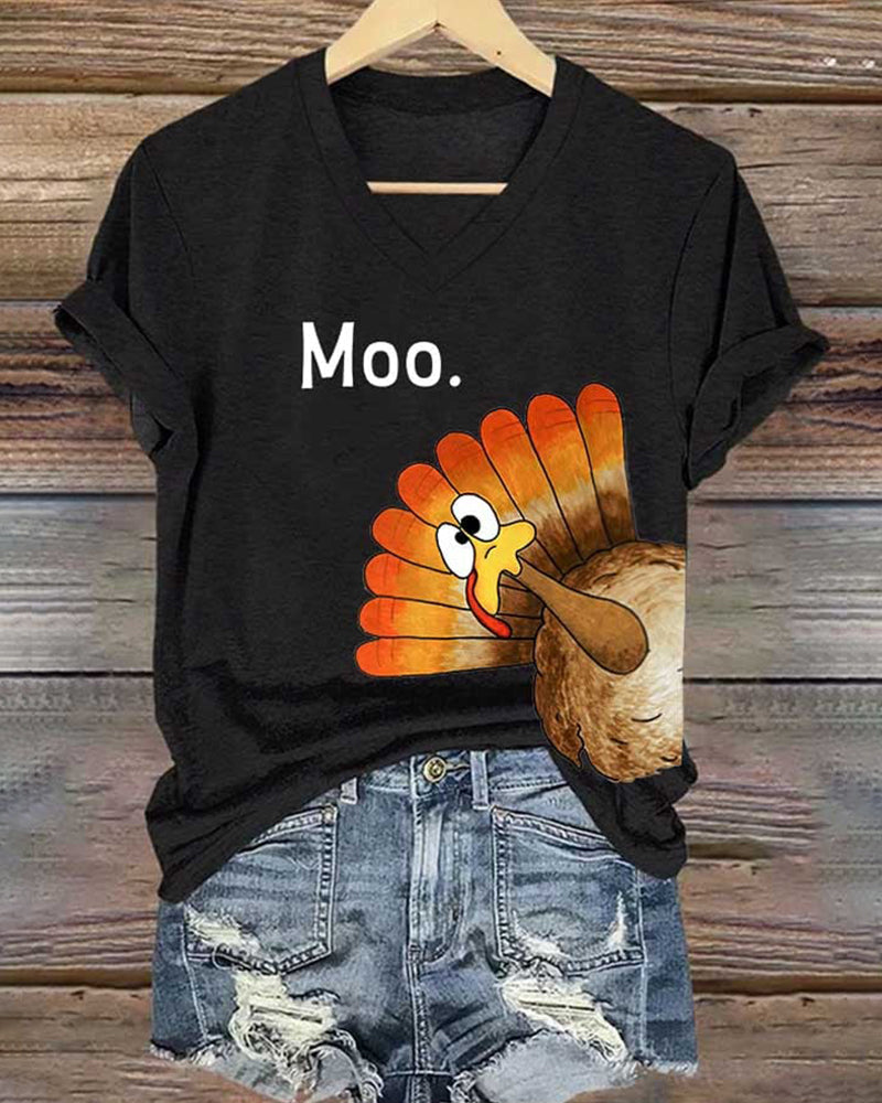 Women'S Thanksgiving Turkey Print T-Shirt 2024 f/w spring t-shirts thanksgiving