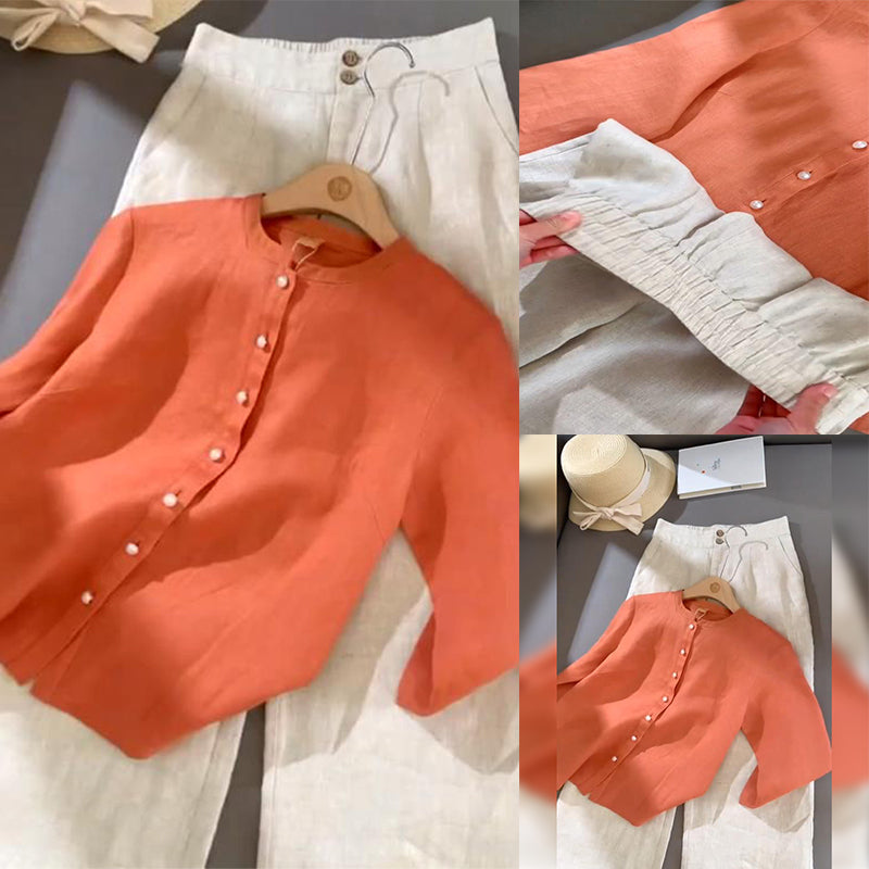 Completo casual con pantaloni a maniche lunghe in tinta unita