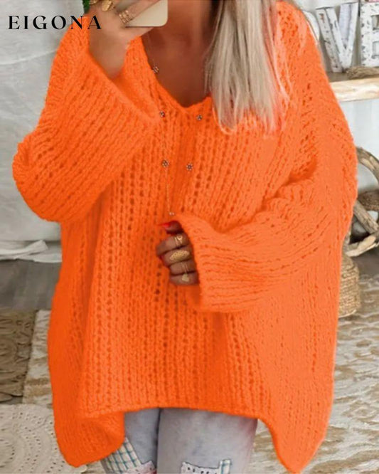 V Neck Loose Knitted Pullover Orange 2023 f/w 23BF clothes discount spring Sweaters sweaters & cardigans Tops/Blouses