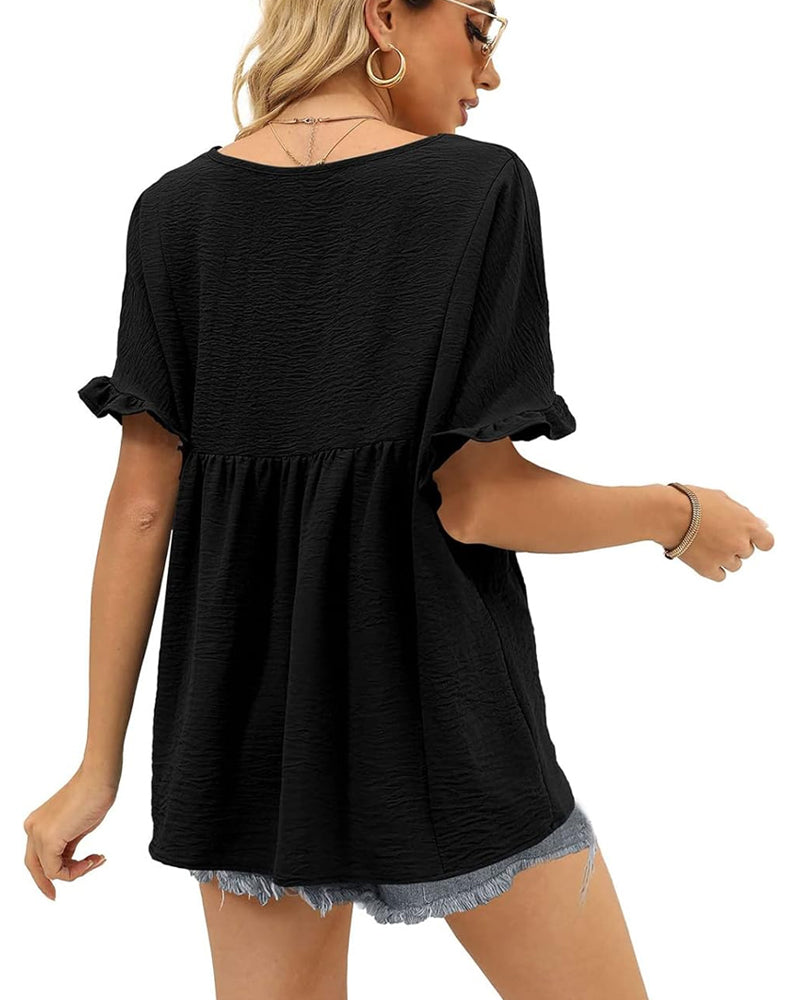 Casual Ruffle Loose Fit Blouse