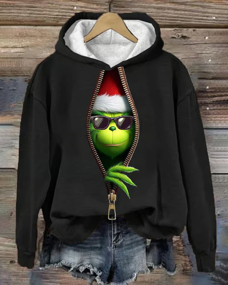 Women's Christmas Printed Hooded Sweatshirt 2024 f/w Christmas Christmas & Grinch hoodies & sweatshirts women's christmas