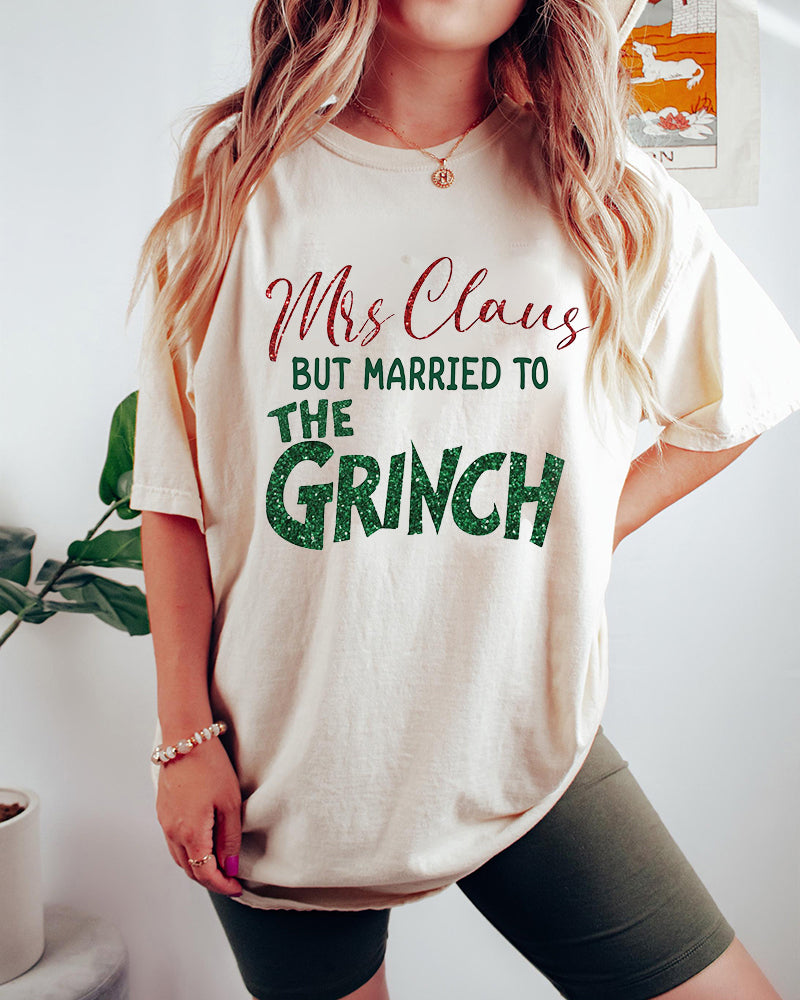 Round neck Grinch lettering printed T-shirt 2024 f/w christmas grinch spring summer t-shirts