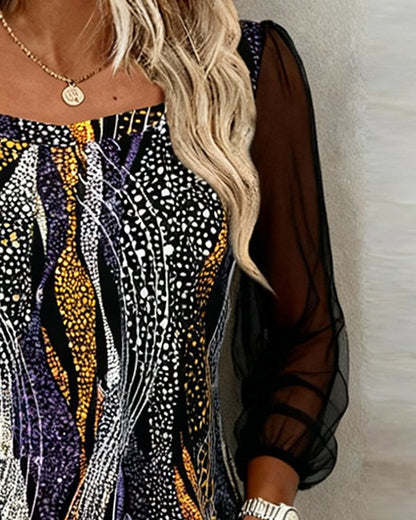 Long-Sleeved Printed Fashion Top