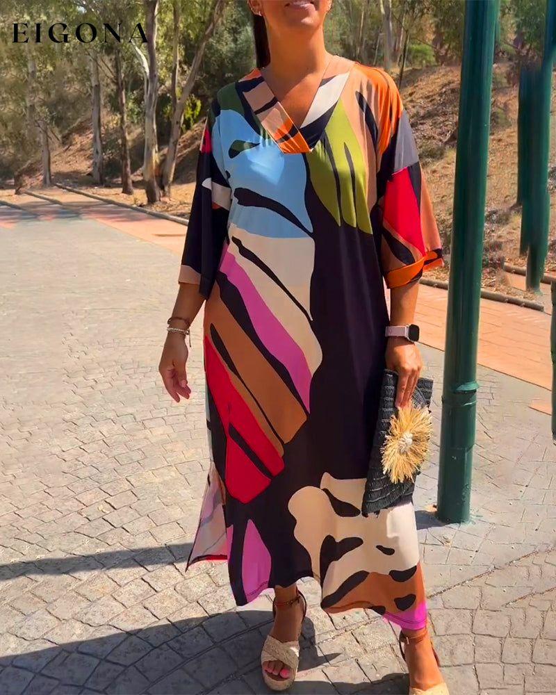 Casual V-neck colorful long dress 2023 f/w casual dress spring summer