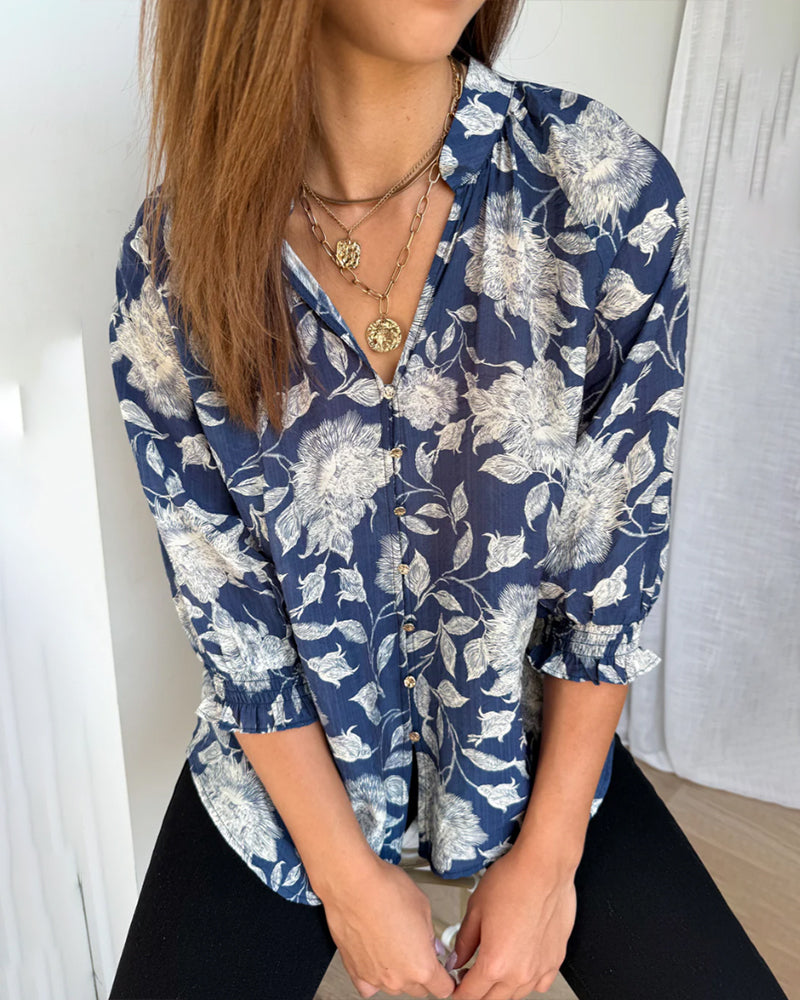 Stylish Botanical Print Shirt