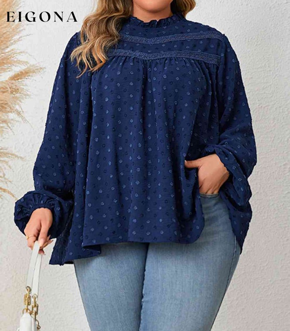 Plus Size Mock Neck Balloon Sleeve Blouse clothes HS long sleeve shirts long sleeve top Ship From Overseas shirt shirts top tops