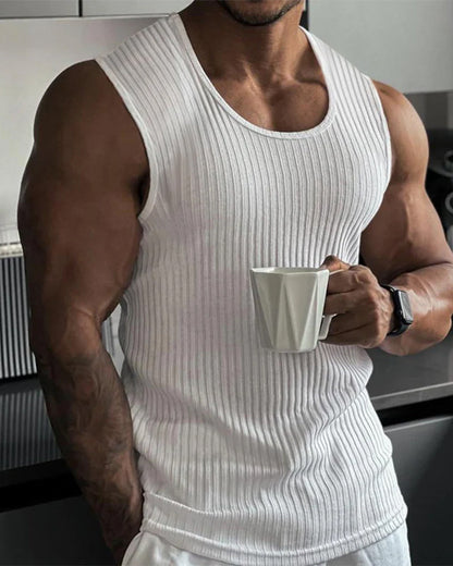 Solid Vertical-Stripe Tank Top
