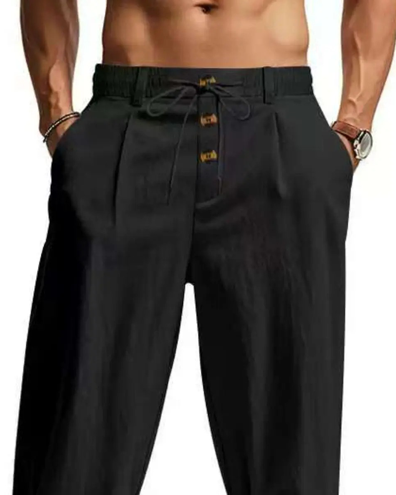 Casual Solid-Color Straight-Leg Pants