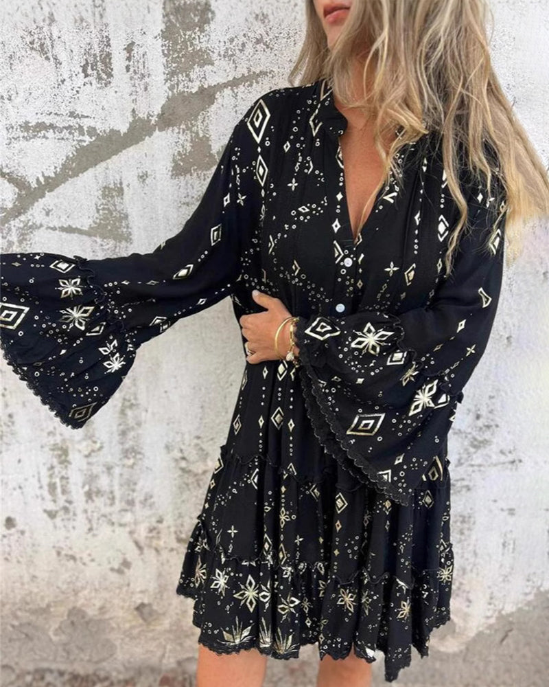 Lace Sleeve Hollow Out Oversized Dress