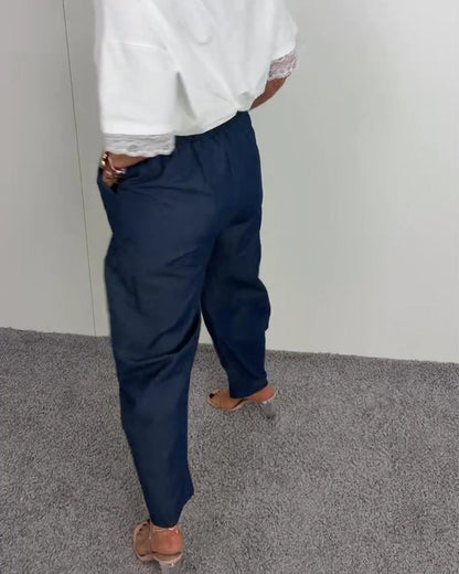 Stylish Pocket Denim Long Pants