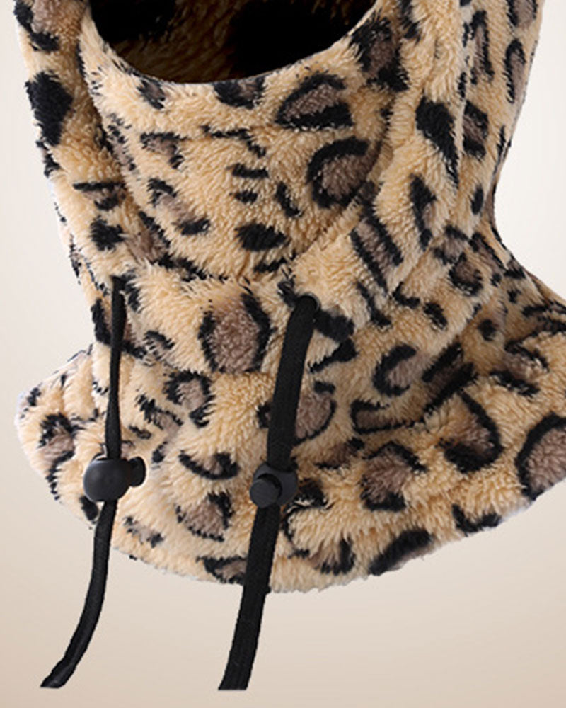 Leopard Print Warm Integrated Hat