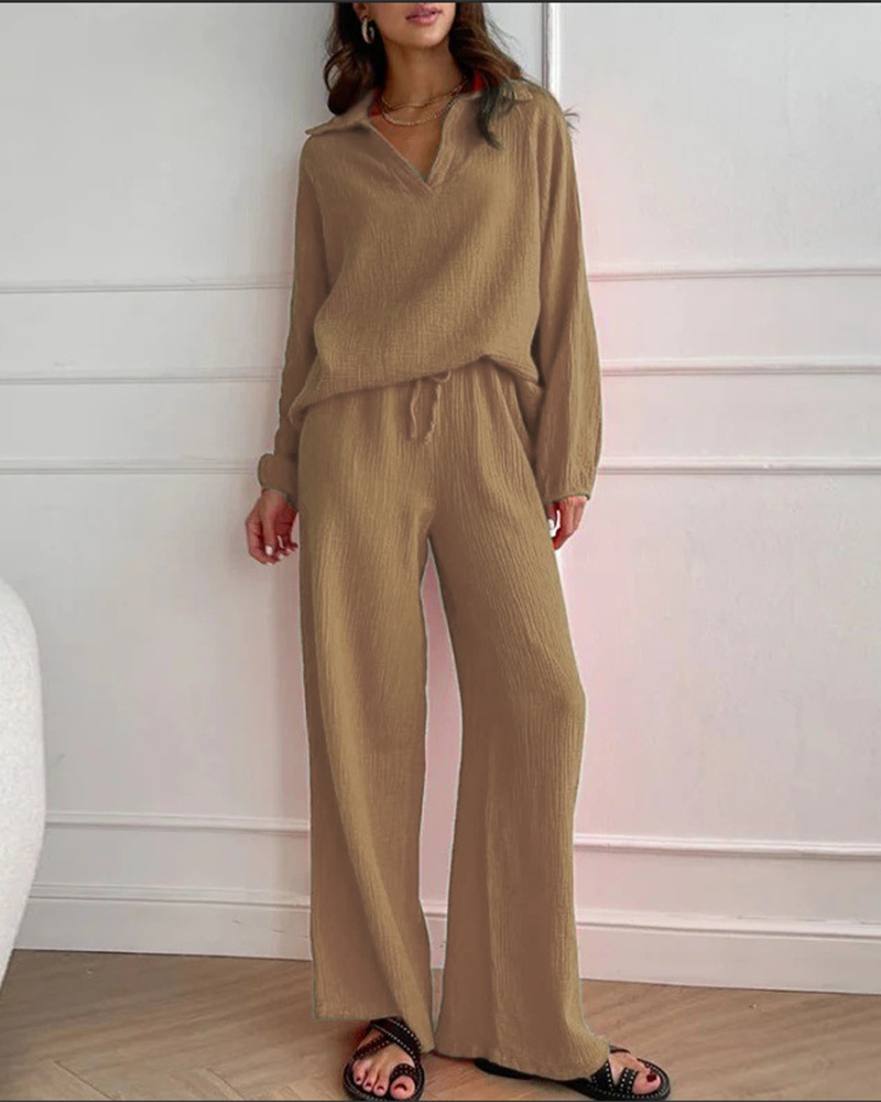 Wide-Leg Pants Two-Piece Set