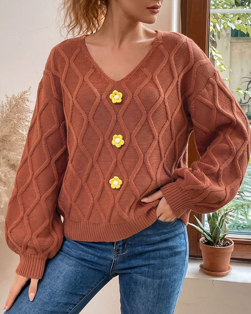 Lantern Sleeve Argyle Fashion Knit Pullover 2024 f/w pullovers