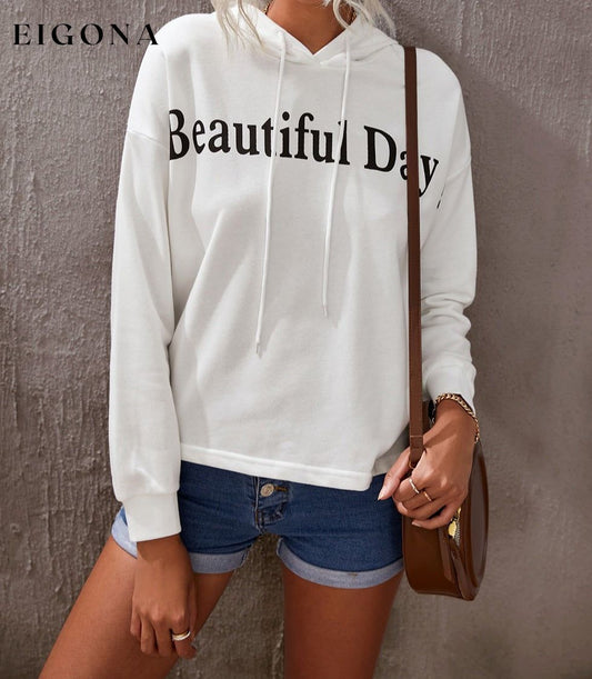 BEAUTIFUL DAY Graphic Drawstring Hoodie White clothes Ship From Overseas Sweater sweaters SYNZ trend