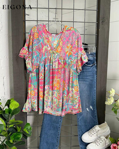 Colorful short-sleeved blouse blouses & shirts spring summer