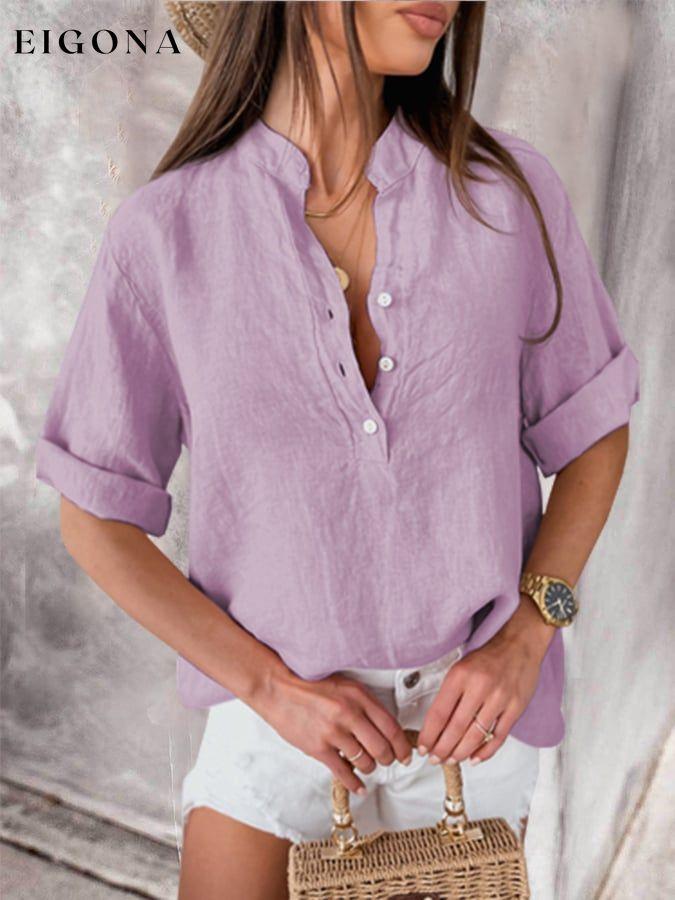 Women's Solid Five Sleeve Shirt cotton linens