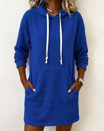 Waffle Hooded Sweatshirt Dress 2024 f/w casual dresses