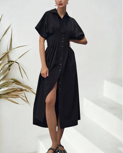 Single-Breasted Waisted Shirt Dress