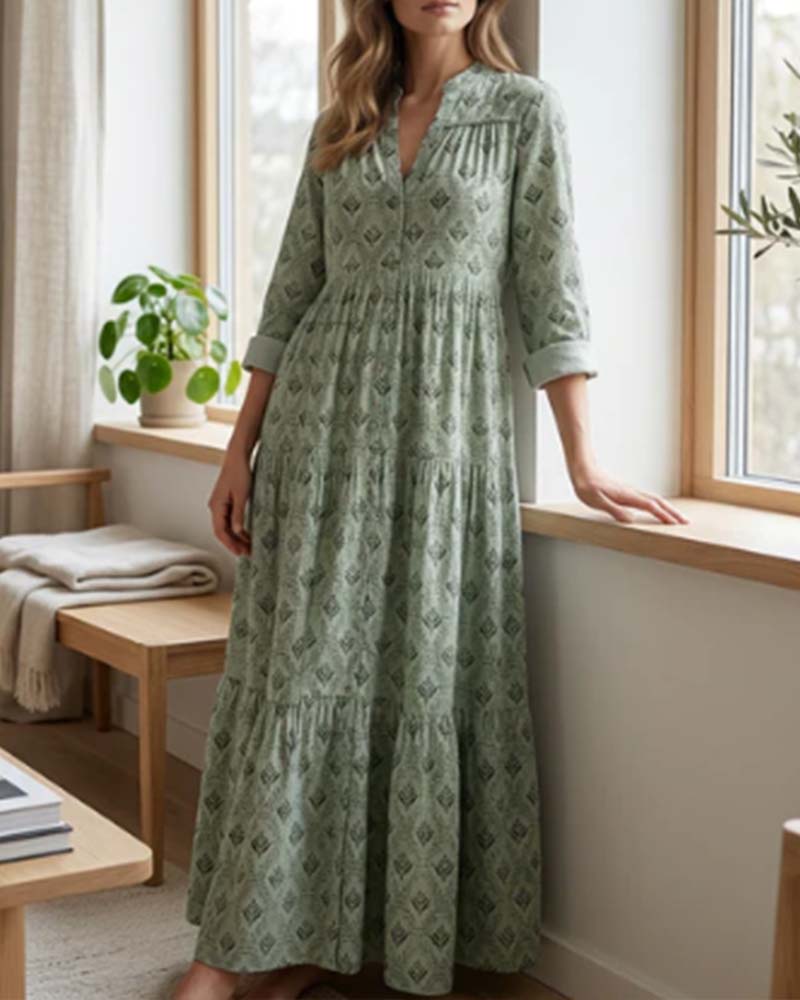 Vintage V-Neck Floral Dress