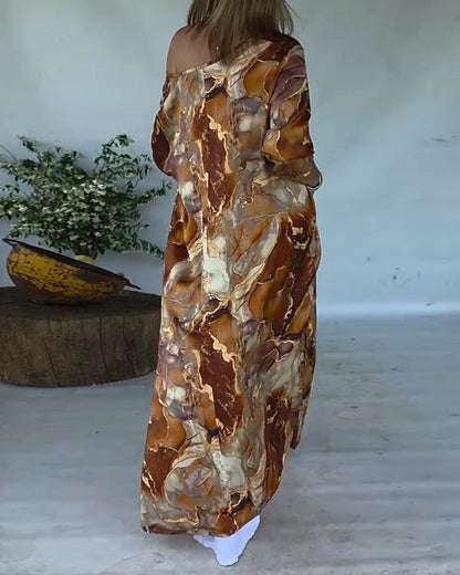 Fashionable Slit Printed Blouse