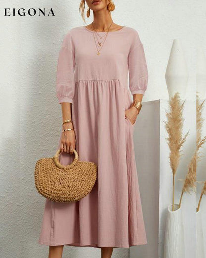 Cotton and linen dress Pink 23BF casual dresses Clothes Cotton and Linen Dresses Spring Summer