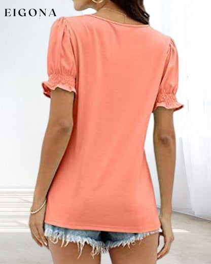 Solid Color Square Neck T-shirt 23BF clothes Short Sleeve Tops Summer T-shirts Tops/Blouses
