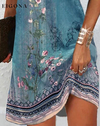 Floral Print Dress with Short Sleeves 23BF Casual Dresses Clothes Dresses Summer