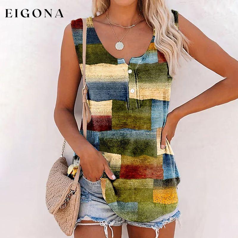 Vintage Color Block Tank Top Multicolor best Best Sellings clothes Plus Size Sale tops Topseller