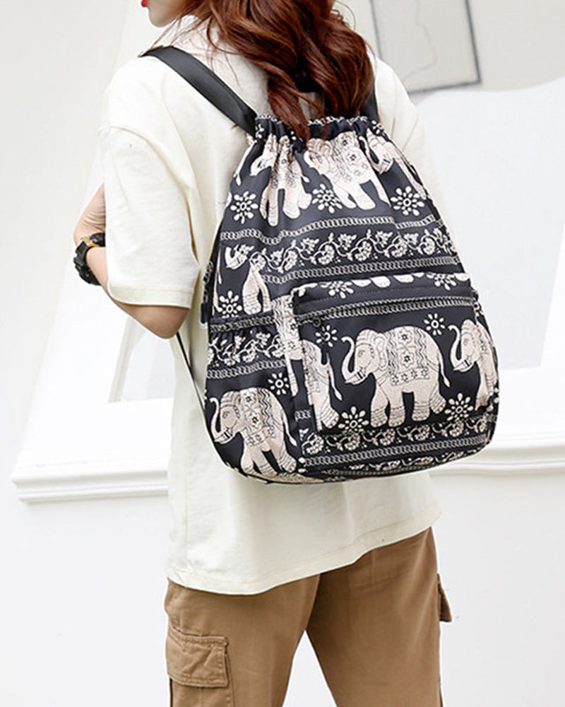 Ethnic style drawstring shoulder bag bags