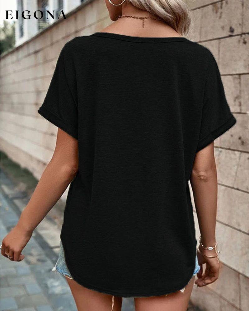 V-neck Hollow Out T-shirt with Short Sleeves 23BF clothes Short Sleeve Tops Summer T-shirts Tops/Blouses