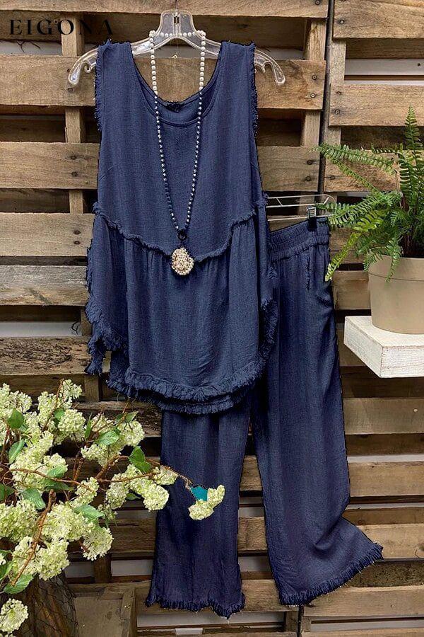 Women's Casual Sleeveless Vest + Casual Wide Leg Pants Set