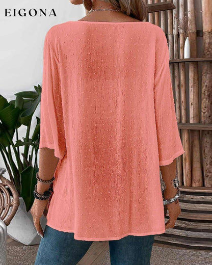 Solid color patchwork casual top blouses & shirts spring summer