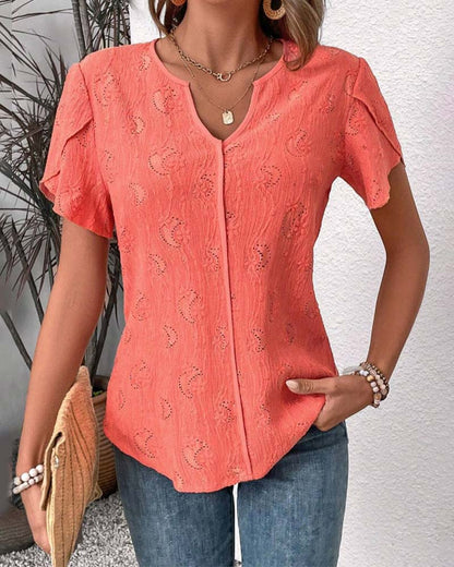 Solid color back button design blouse blouses & shirts summer