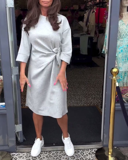 Half Sleeve Twist Casual Dress