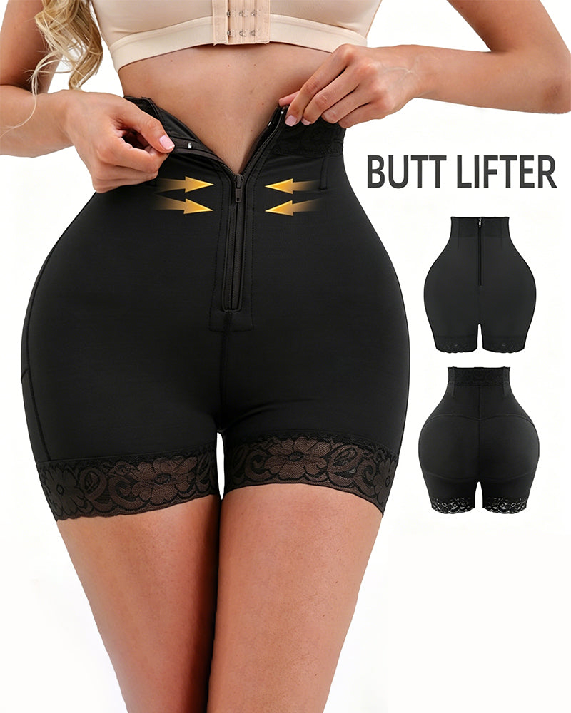 Lace Zipper High Waist Butt Lifting Pant