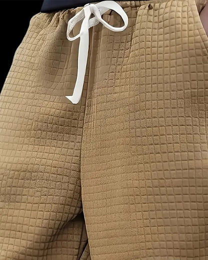 Waffle-Textured Drawstring Shorts