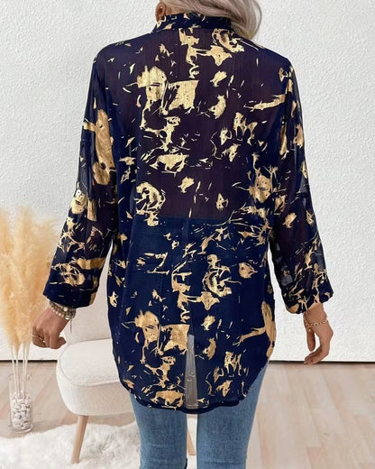 Long-Sleeved Printed Fashionable Casual Shirt