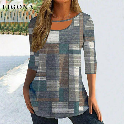 Elegant Plaid Print Blouse clothes Plus Size tops