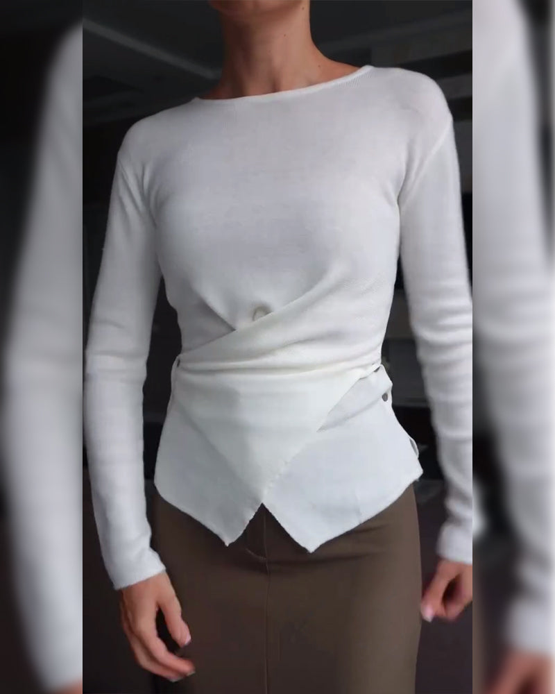 Cross Design Button Waisted Jumper